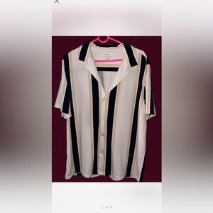 Brooksfield Black and Cream Striped Button Down Shirt